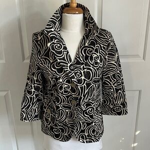Floral Black and White Women's Jacket